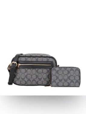NEW Black Oval Monogram Crossbody Bag With Wallet